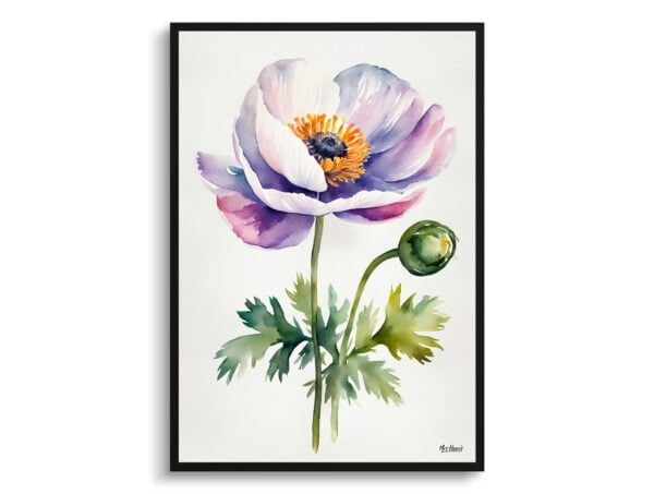 watercolour botanical print flowers anemone minimalist front view