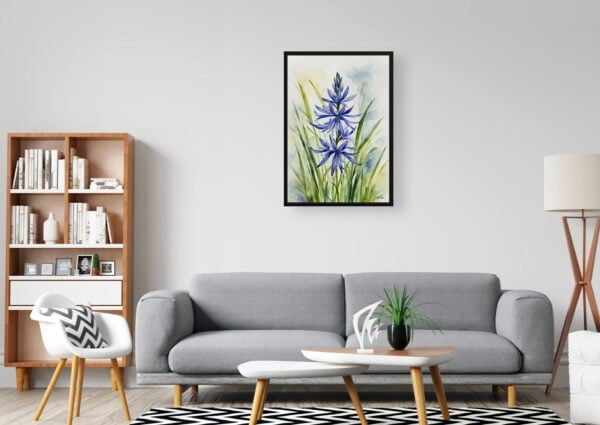 watercolour botanical print flowers camassia leichtlinii subsp office