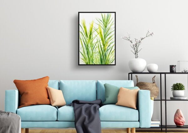 watercolour botanical print flowers carex oshimensis everillo minimalist living room