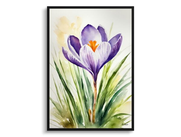 watercolour botanical print flowers crocus front view