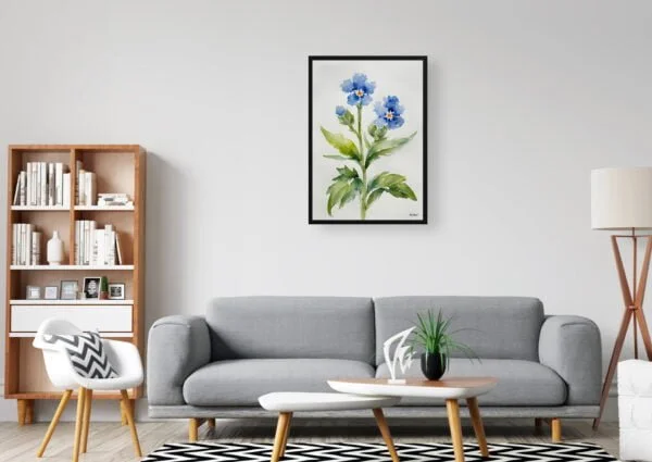 Chinese Forget-me-not Watercolour Botanical Art Print - Cynoglossum Amabile Minimalist Framed Plant Wall Art - Image 3