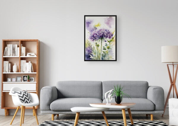 watercolour botanical print flowers daucus carota purple haze office