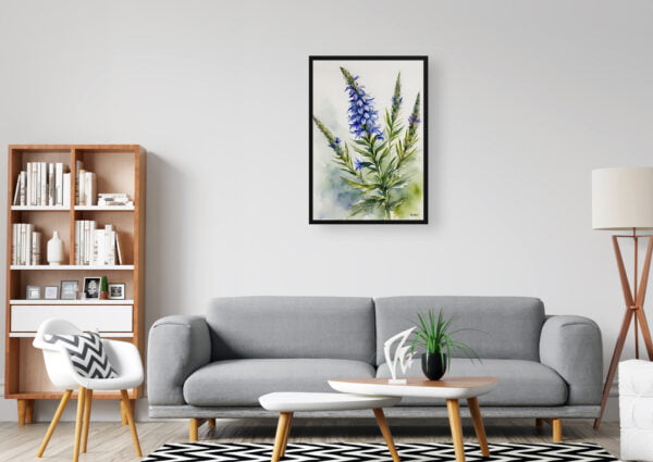 watercolour botanical print flowers echium vulgare office