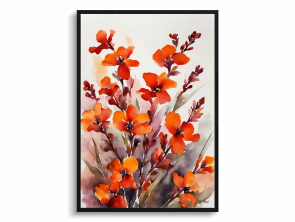 watercolour botanical print flowers erysimum winter orchid front view