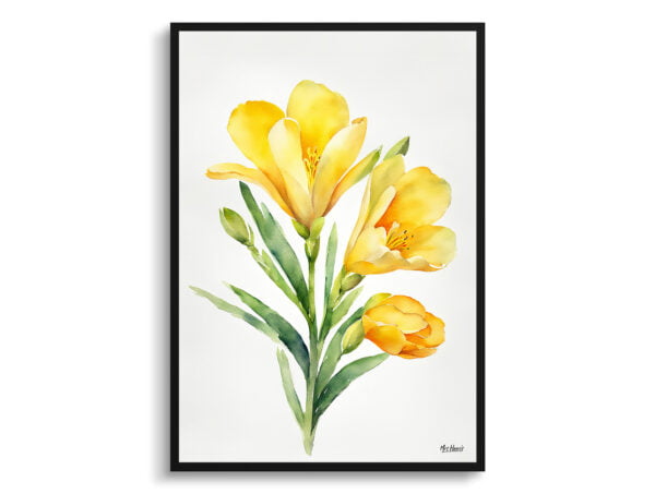 watercolour botanical print flowers freesia minimalist front view