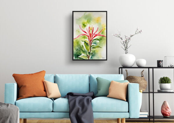 watercolour botanical print flowers honeysuckle living room