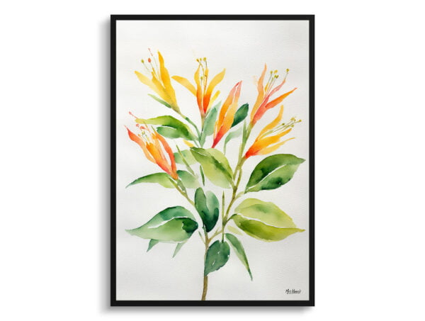 watercolour botanical print flowers honeysuckle minimalist front view