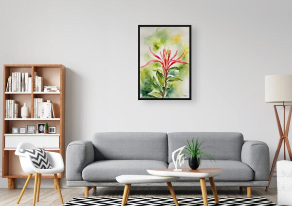 watercolour botanical print flowers honeysuckle office