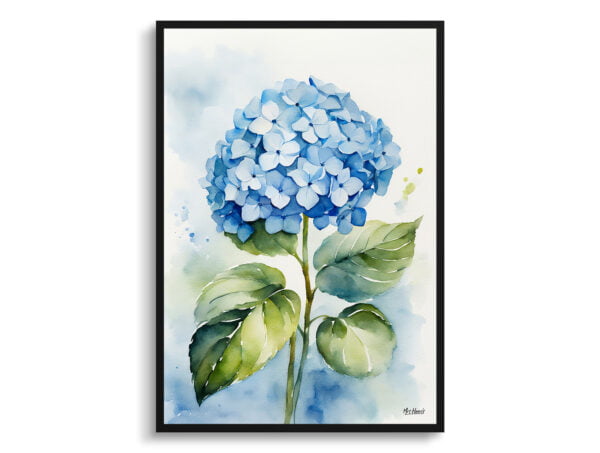 watercolour botanical print flowers hydrangea front view