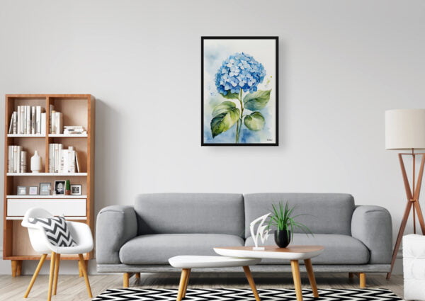 watercolour botanical print flowers hydrangea office