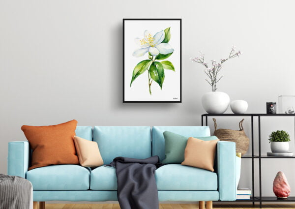 watercolour botanical print flowers jasmine minimalist living room