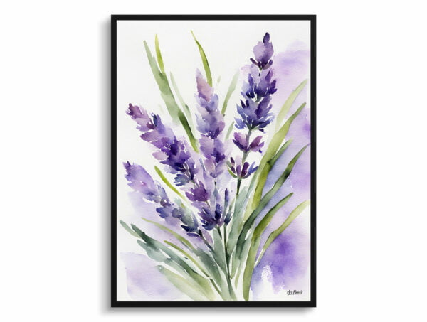 watercolour botanical print flowers lavender front view