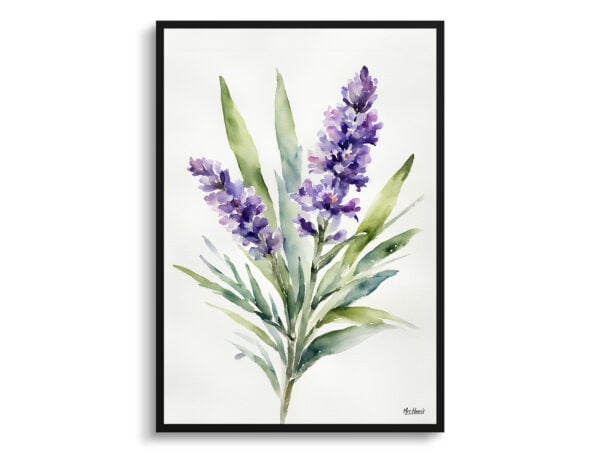 watercolour botanical print flowers lavender minimalist front view