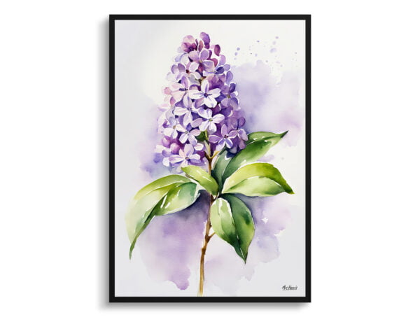 watercolour botanical print flowers lilac minimalist front view