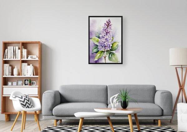 watercolour botanical print flowers lilac office