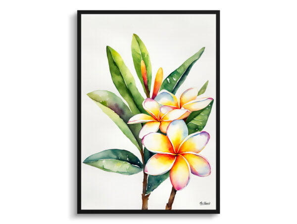 watercolour botanical print flowers plumeria minimalist front view