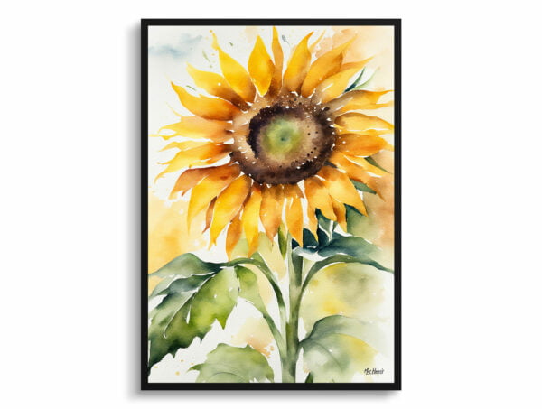 watercolour botanical print flowers sunflower front view