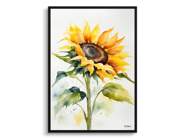 watercolour botanical print flowers sunflower minimalist front view