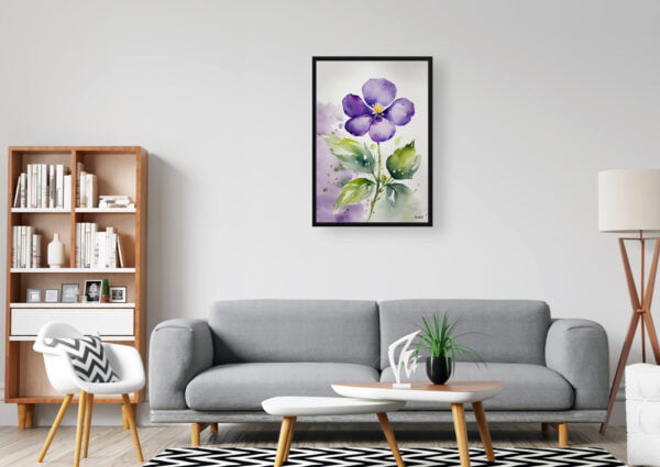 watercolour botanical print flowers violet office