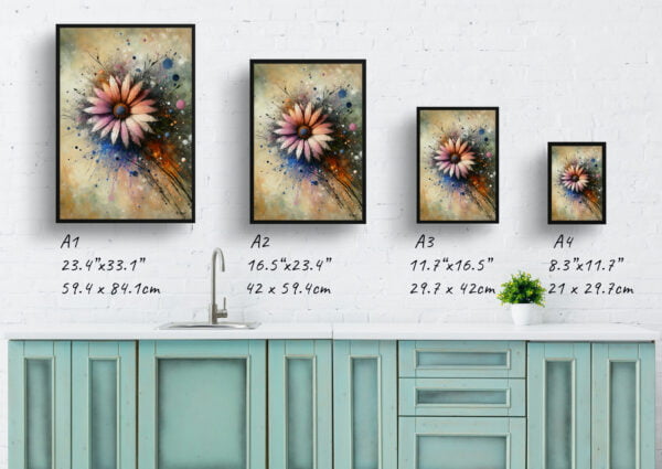 oil whimsical flowers african daisiesgazania print size comparison