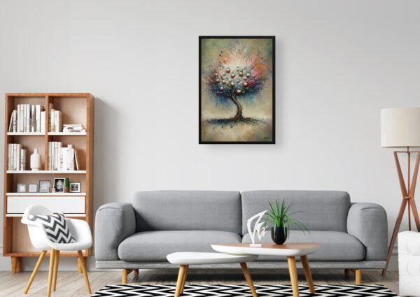 oil whimsical flowers apple treemalus domestica office