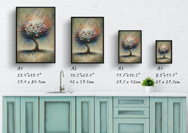 oil whimsical flowers apple treemalus domestica print size comparison