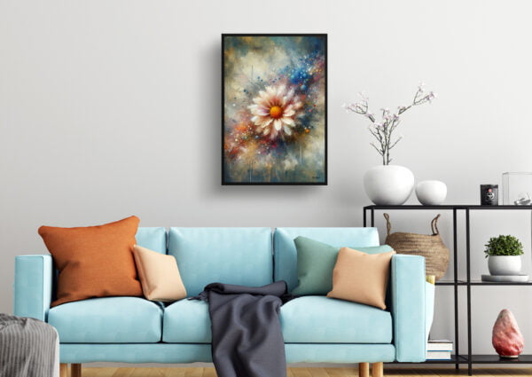 oil whimsical flowers asteraceaechrysanthemum living room