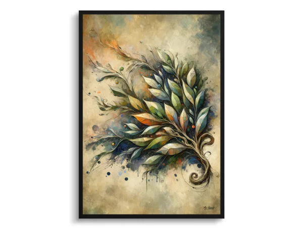 Bay Laurel (Laurus nobilisl) Oil Painting Style Art Print - Whimsical Painting Framed Plant Wall Art