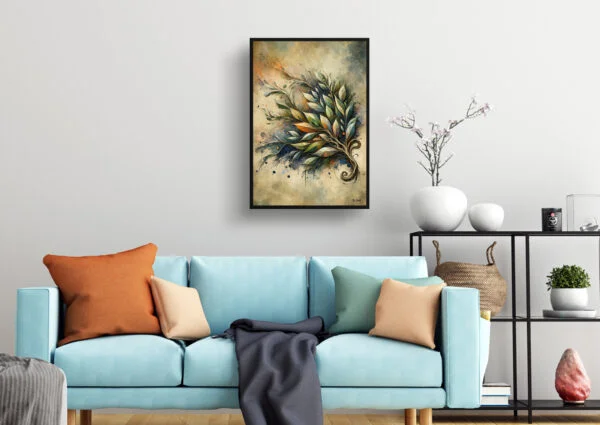 Bay Laurel (Laurus nobilisl) Oil Painting Style Art Print - Whimsical Painting Framed Plant Wall Art - Image 2