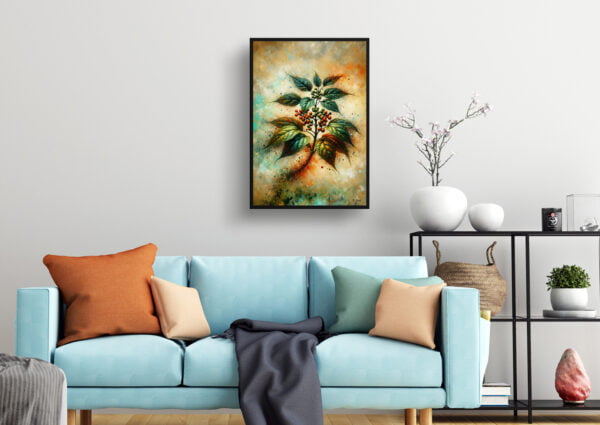 Big Leaved Pepper Vine (Ampelopsis megalophylla) Oil Painting Style Art Print - Whimsical Painting Framed Plant Wall Art - Image 2