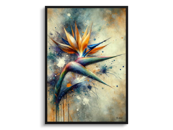 oil whimsical flowers bird of paradisestrelitzia front view