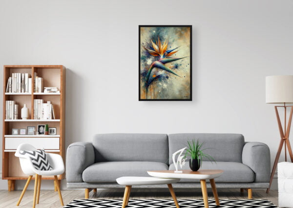 oil whimsical flowers bird of paradisestrelitzia office