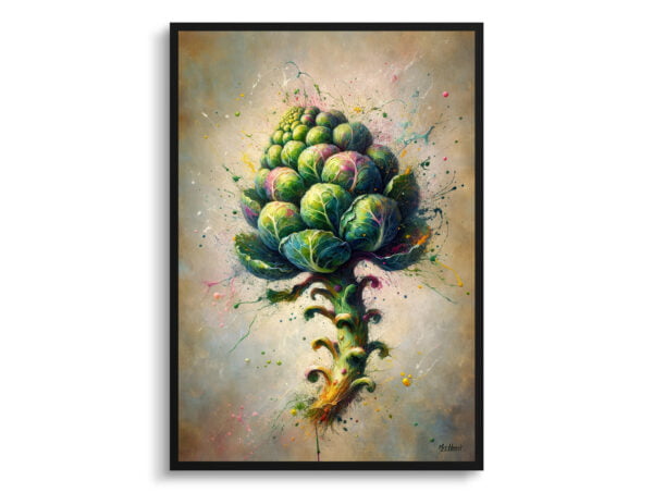 oil whimsical flowers brassica oleraceabrussel sprouts front view