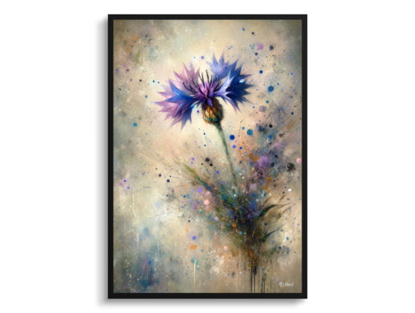 oil whimsical flowers cornflowercentaurea cyanus front view