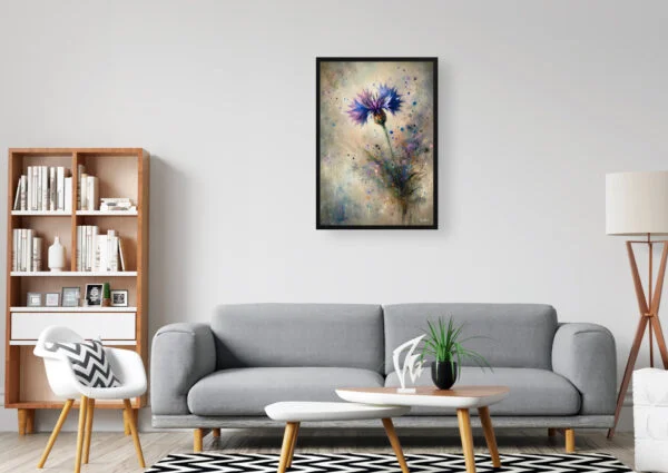 Cornflower (Centaurea cyanus) Oil Painting Style Art Print - Whimsical Painting Framed Plant Wall Art - Image 3