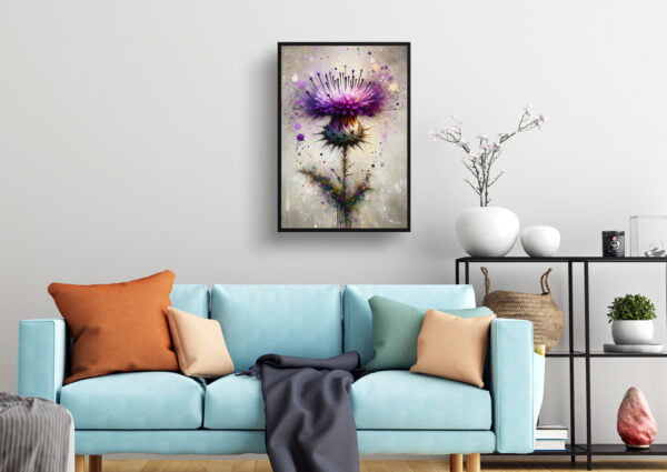 Cotton thistle (Onopordum) Oil Painting Style Art Print - Whimsical Painting Framed Plant Wall Art - Image 2