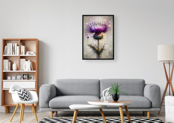 Cotton thistle (Onopordum) Oil Painting Style Art Print - Whimsical Painting Framed Plant Wall Art - Image 3