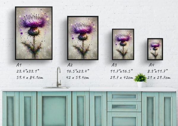 Cotton thistle (Onopordum) Oil Painting Style Art Print - Whimsical Painting Framed Plant Wall Art - Image 4