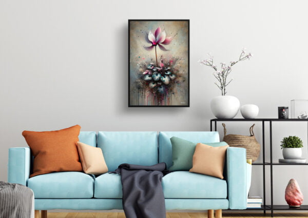 oil whimsical flowers cyclamen persicumcyclamen living room