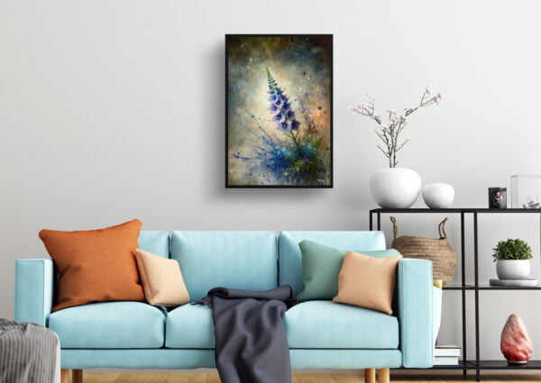 oil whimsical flowers delphiniumlarkspur living room