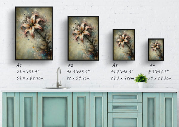 oil whimsical flowers fawn lilieserythronium print size comparison