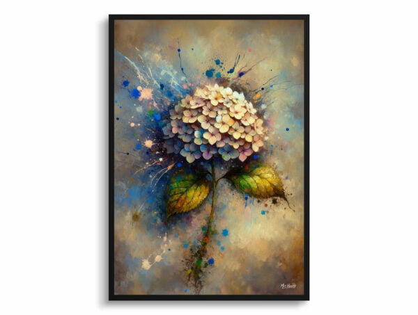 oil whimsical flowers hortensiahydrangea front view