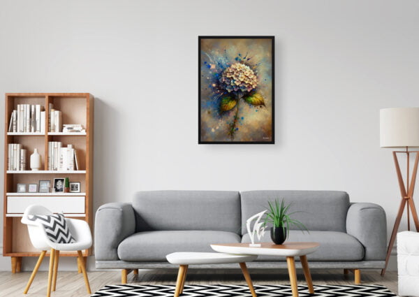 oil whimsical flowers hortensiahydrangea office