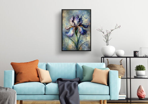 oil whimsical flowers irisfleur de lis living room