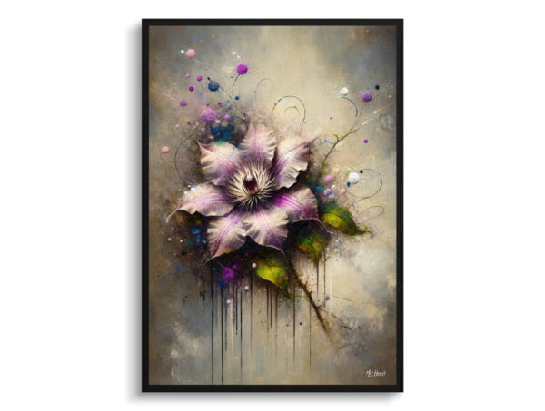 oil whimsical flowers leather flowerclematis front view