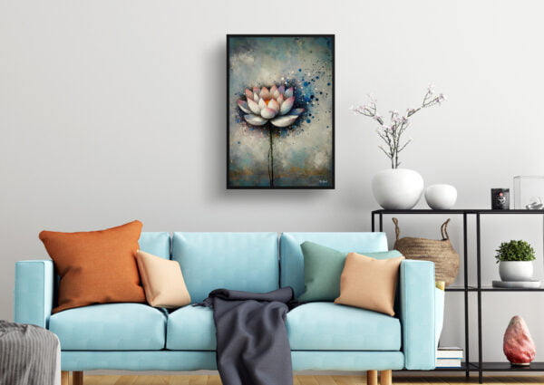 oil whimsical flowers lotusnelumbo nucifera living room