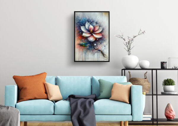 oil whimsical flowers magnoliagrandiflora living room