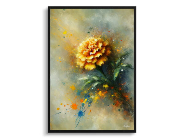 oil whimsical flowers marigoldtagetes front view