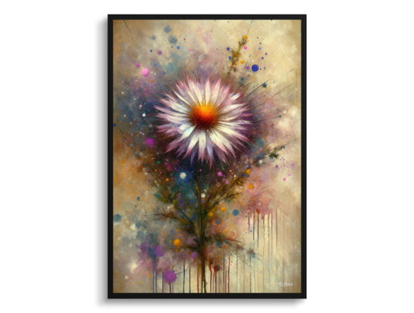 oil whimsical flowers michaelmas daisyaster front view