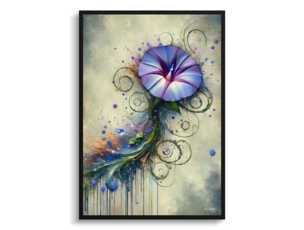 oil whimsical flowers morning gloryipomoea purpurea front view